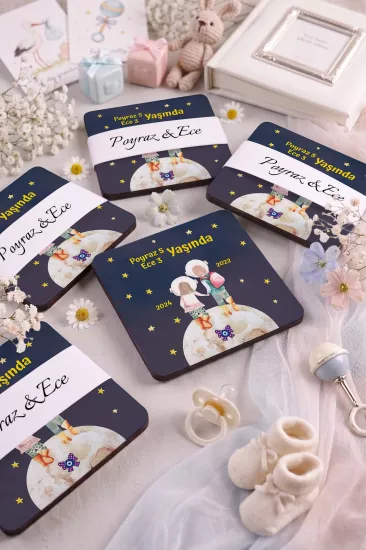 Bebek & Doğum Günü Ahşap Bardak Altlıkları