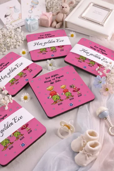 Bebek & Doğum Günü Ahşap Bardak Altlıkları