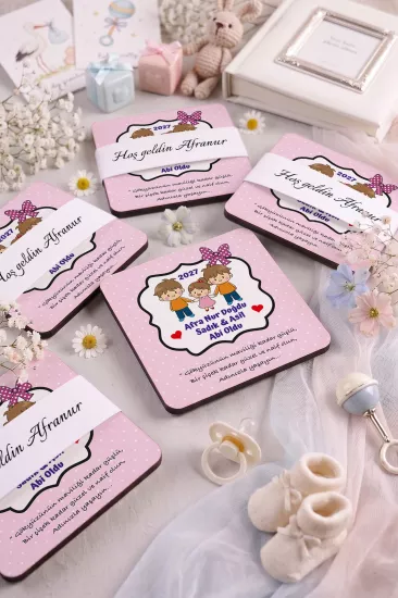 Bebek & Doğum Günü Ahşap Bardak Altlıkları