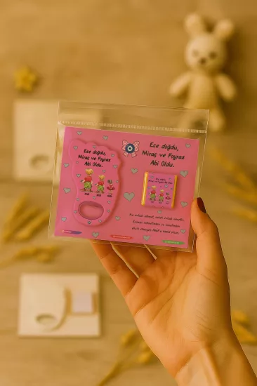 Yeni Doğan Bebek, Doğum Günü, Baby Shower, Diş Buğdayı Hediyesi Çikolatalı Ayak İzi Açacak Magnet