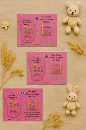 Yeni Doğan Bebek, Doğum Günü, Baby Shower, Diş Buğdayı Hediyesi Çikolatalı Ayak İzi Açacak Magnet