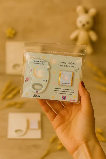 Yeni Doğan Bebek, Doğum Günü, Baby Shower, Diş Buğdayı Hediyesi Çikolatalı Ayak İzi Açacak Magnet