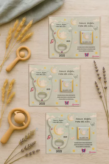 Yeni Doğan Bebek, Doğum Günü, Baby Shower, Diş Buğdayı Hediyesi Çikolatalı Ayak İzi Açacak Magnet