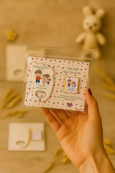 Yeni Doğan Bebek, Doğum Günü, Baby Shower, Diş Buğdayı Hediyesi Çikolatalı Ayak İzi Açacak Magnet