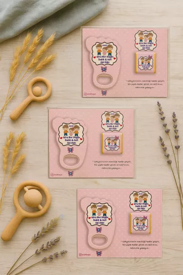 Yeni Doğan Bebek, Doğum Günü, Baby Shower, Diş Buğdayı Hediyesi Çikolatalı Ayak İzi Açacak Magnet