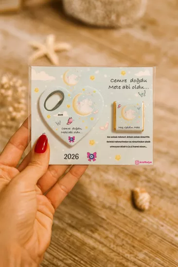 Çikolatalı Kalp Açacak Magnet | Yeni Doğan, Doğum Günü, Baby Shower Hediyesi