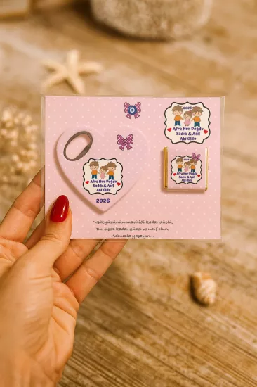 Çikolatalı Kalp Açacak Magnet | Yeni Doğan, Doğum Günü, Baby Shower Hediyesi