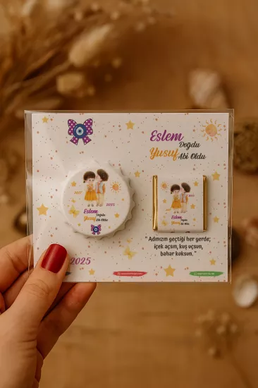 Yeni Doğan ve Baby Shower Çikolatalı Kapak Açacak Magnet Hediyelikleri