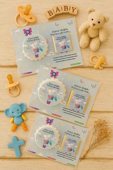 Yeni Doğan ve Baby Shower Çikolatalı Kapak Açacak Magnet Hediyelikleri
