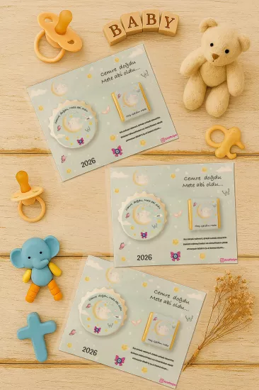 Yeni Doğan ve Baby Shower Çikolatalı Kapak Açacak Magnet Hediyelikleri