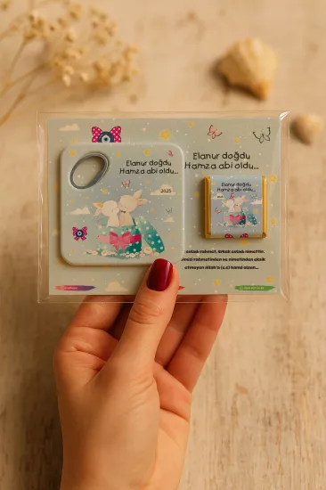 Kişiye Özel Çikolatalı Açacak Magnet – Baby Shower & Yeni Doğan Hediyesi