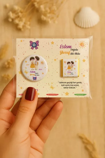 Özel Baskılı Çikolatalı Yuvarlak Metal Açacak Magnet | Baby Shower & Yeni Doğan Hediyelikleri
