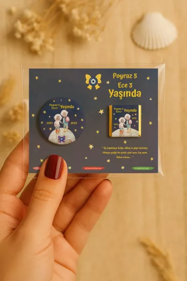 Özel Baskılı Çikolatalı Yuvarlak Metal Açacak Magnet | Baby Shower & Yeni Doğan Hediyelikleri