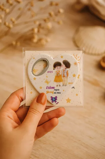 Jelatin Kartlı Kalp Açacak Magnet | Bebek ve Özel Gün Hediyesi