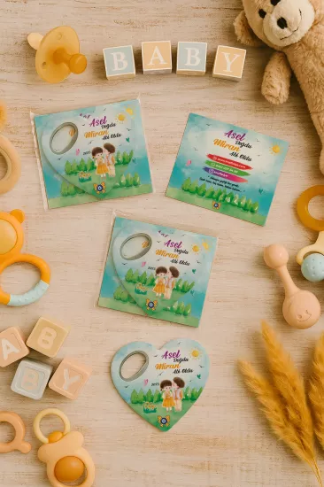 Jelatin Kartlı Kalp Açacak Magnet | Bebek ve Özel Gün Hediyesi