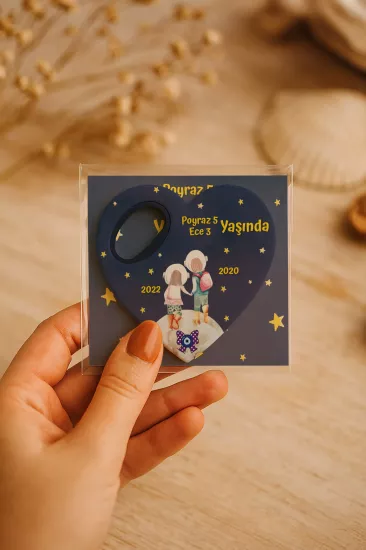 Jelatin Kartlı Kalp Açacak Magnet | Bebek ve Özel Gün Hediyesi