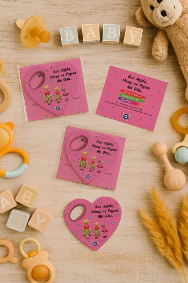 Jelatin Kartlı Kalp Açacak Magnet | Bebek ve Özel Gün Hediyesi