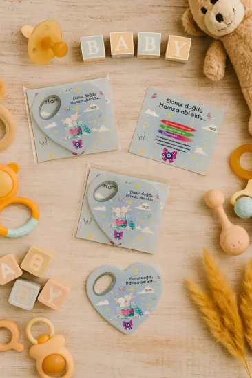 Jelatin Kartlı Kalp Açacak Magnet | Bebek ve Özel Gün Hediyesi