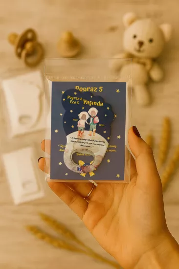 Yeni Doğan Bebek, Doğum Günü, Baby Shower, Diş Buğdayı Hediyesi Jelatin Kartlı Ayak İzi Açacak Magnet