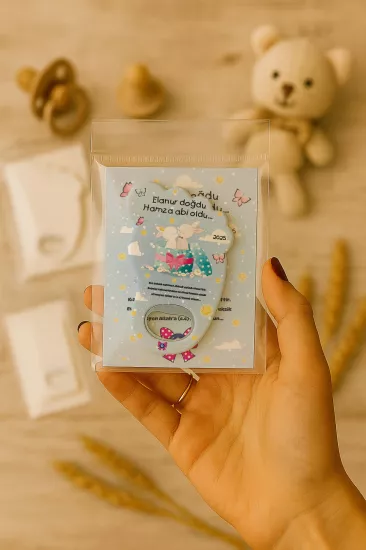 Yeni Doğan Bebek, Doğum Günü, Baby Shower, Diş Buğdayı Hediyesi Jelatin Kartlı Ayak İzi Açacak Magnet