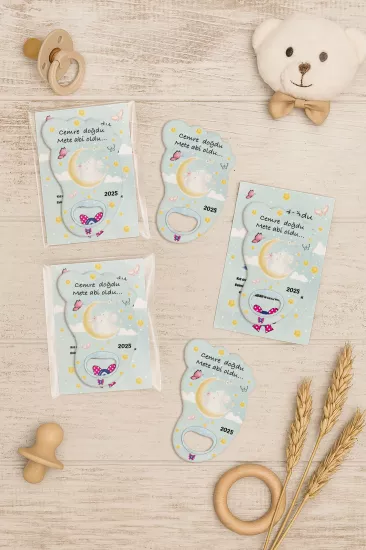 Yeni Doğan Bebek, Doğum Günü, Baby Shower, Diş Buğdayı Hediyesi Jelatin Kartlı Ayak İzi Açacak Magnet