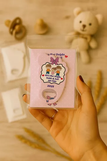 Yeni Doğan Bebek, Doğum Günü, Baby Shower, Diş Buğdayı Hediyesi Jelatin Kartlı Ayak İzi Açacak Magnet