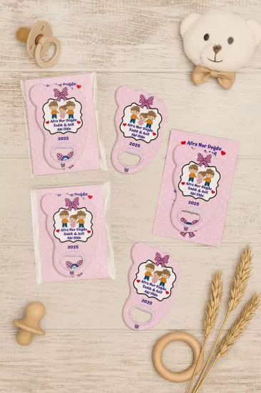 Yeni Doğan Bebek, Doğum Günü, Baby Shower, Diş Buğdayı Hediyesi Jelatin Kartlı Ayak İzi Açacak Magnet