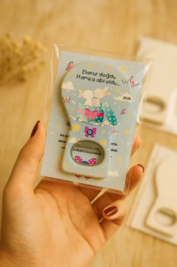 Jelatin Kartlı Bebek Hediyesi Balon Açacak Magnet | Baby Shower – Doğum Günü – Diş Buğdayı