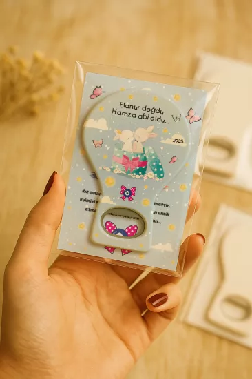 Jelatin Kartlı Bebek Hediyesi Balon Açacak Magnet | Baby Shower – Doğum Günü – Diş Buğdayı