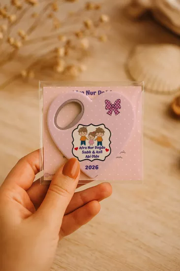 Jelatin Kartlı Kalp Açacak Magnet | Bebek ve Özel Gün Hediyesi