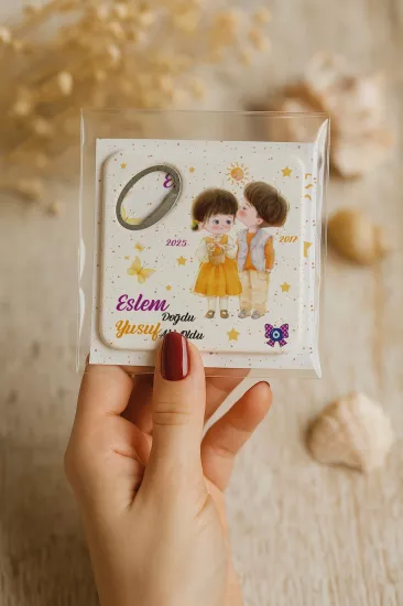 Abi Erkek Kardeş Temalı Kartlı Kare Açacak Magnet