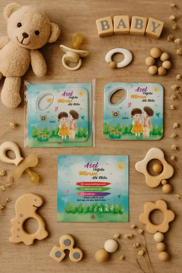 Kişiye Özel Kartlı Kare Açacak Magnet – Yeni Doğan Bebek, Baby Shower, Doğum Günü Hediyesi