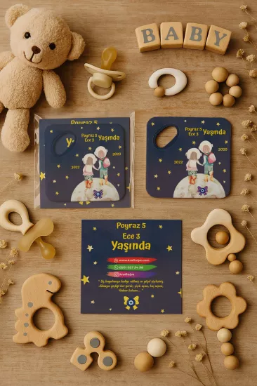 Kişiye Özel Kartlı Kare Açacak Magnet – Yeni Doğan Bebek, Baby Shower, Doğum Günü Hediyesi