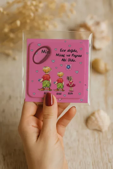 Abi Erkek Kardeş Temalı Kartlı Kare Açacak Magnet