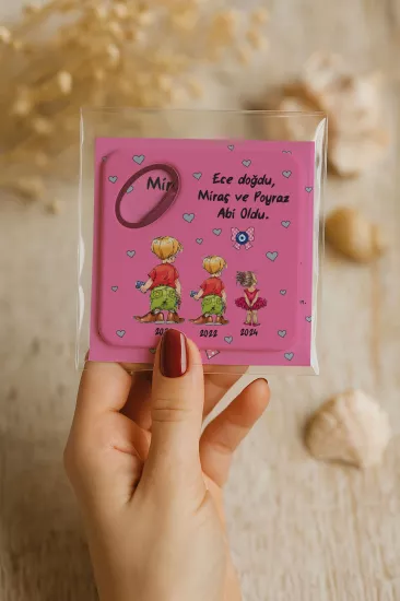 Kişiye Özel Kartlı Kare Açacak Magnet – Yeni Doğan Bebek, Baby Shower, Doğum Günü Hediyesi