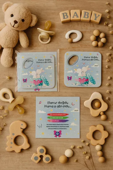 Abi Erkek Kardeş Temalı Kartlı Kare Açacak Magnet