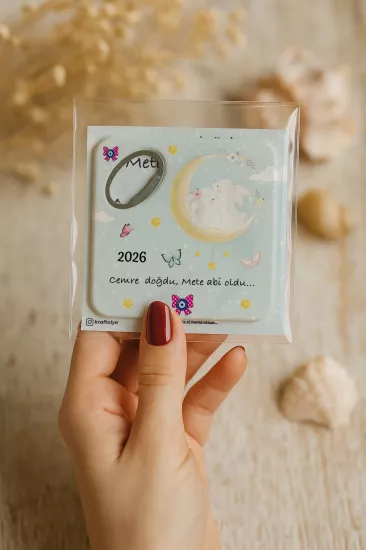 Abi Erkek Kardeş Temalı Kartlı Kare Açacak Magnet
