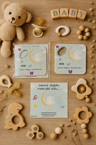 Abi Erkek Kardeş Temalı Kartlı Kare Açacak Magnet