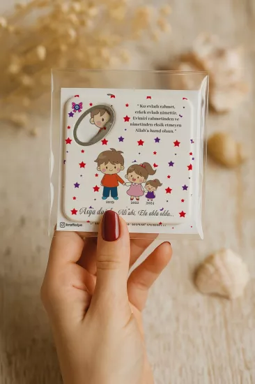 Abi Erkek Kardeş Temalı Kartlı Kare Açacak Magnet