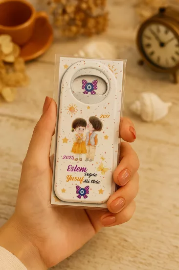 Kişiye Özel Kartlı Uzun Açacak Magnet | Bebek ve Özel Gün Hediyelikleri
