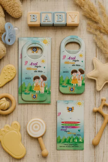Kişiye Özel Kartlı Uzun Açacak Magnet | Bebek ve Özel Gün Hediyelikleri