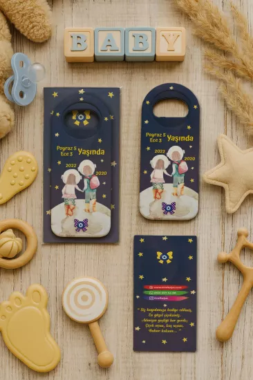 Kişiye Özel Kartlı Uzun Açacak Magnet | Bebek ve Özel Gün Hediyelikleri
