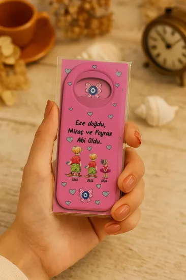 Kişiye Özel Kartlı Uzun Açacak Magnet | Bebek ve Özel Gün Hediyelikleri