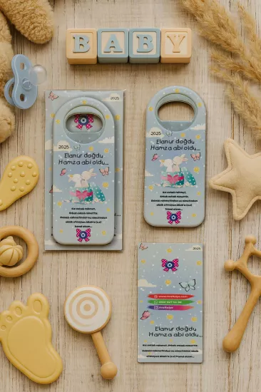 Kişiye Özel Kartlı Uzun Açacak Magnet | Bebek ve Özel Gün Hediyelikleri