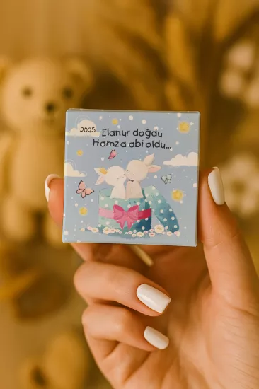 Metal Kutuda Karton Kutulu Madlen Çikolata | Yeni Doğan, Baby Shower, Doğum Günü, Diş Buğdayı Hediyesi
