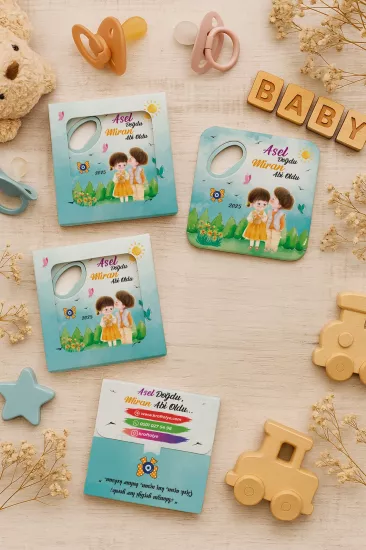 Kişiye Özel Kutulu Kare Açacak Magnet – Doğum Günü, Baby Shower ve Bebek Hediyelikleri