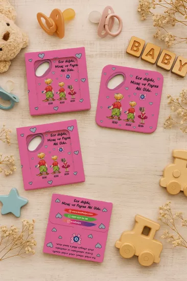 Kişiye Özel Kutulu Kare Açacak Magnet – Doğum Günü, Baby Shower ve Bebek Hediyelikleri