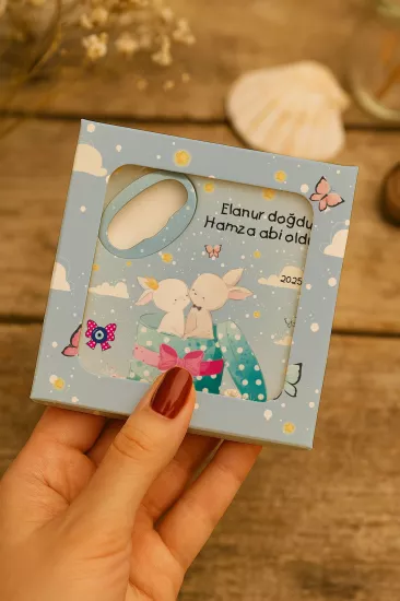 Kişiye Özel Kutulu Kare Açacak Magnet – Doğum Günü, Baby Shower ve Bebek Hediyelikleri