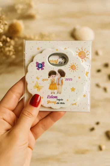 Jelatinli Kartlı Papatya Açacak Magnet – Kişiye Özel Bebek Hediyesi