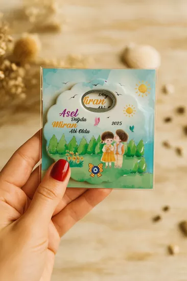 Jelatinli Kartlı Papatya Açacak Magnet – Kişiye Özel Bebek Hediyesi